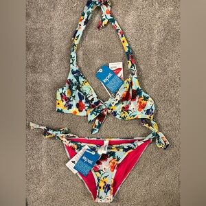 👙 Lepel Flower Power Ruffle Halter Bikini 32B UK 8/US 4 NWT